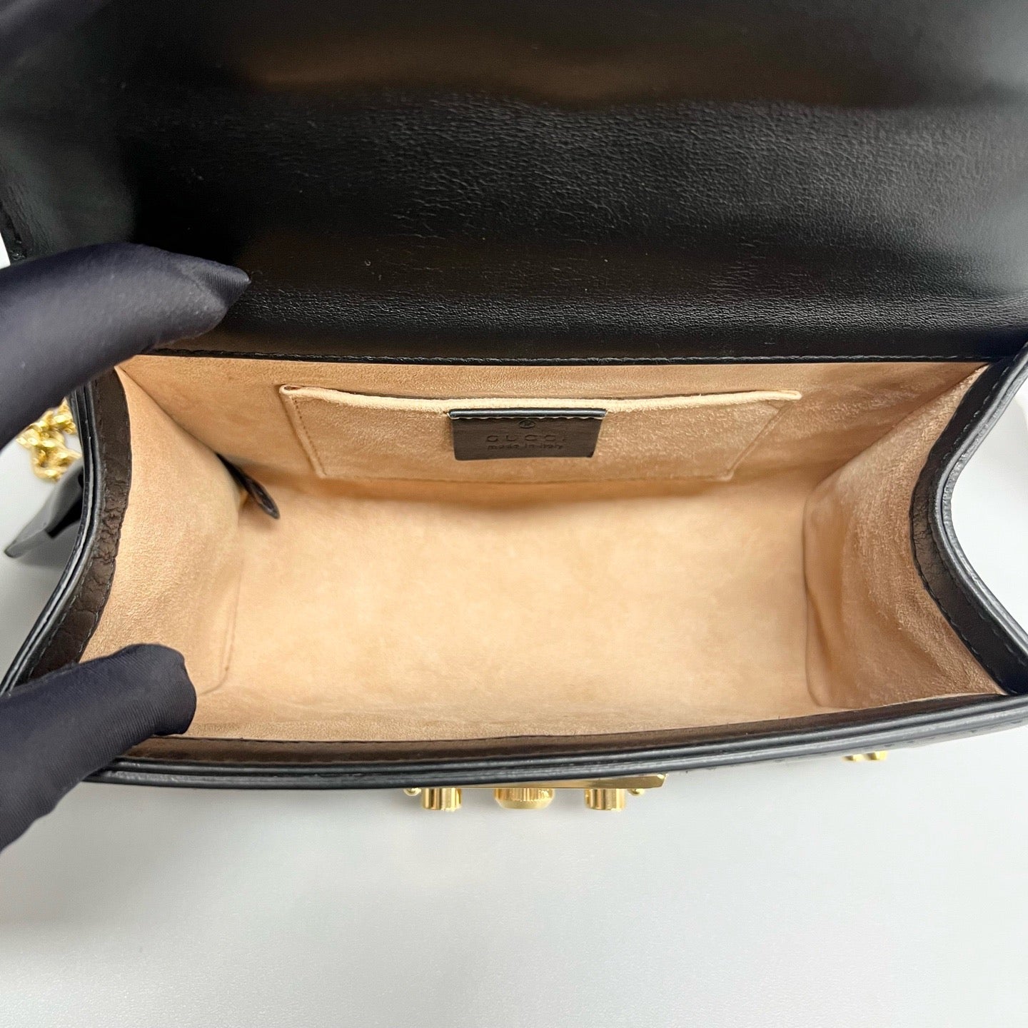 Gucci Padlock Moon Box – Black with Pearl Studs