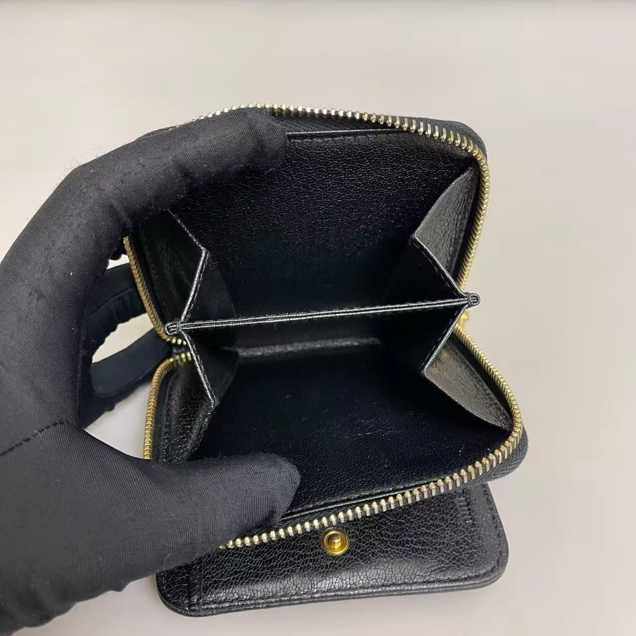 Miu Miu Black Studded Leather Short Wallet