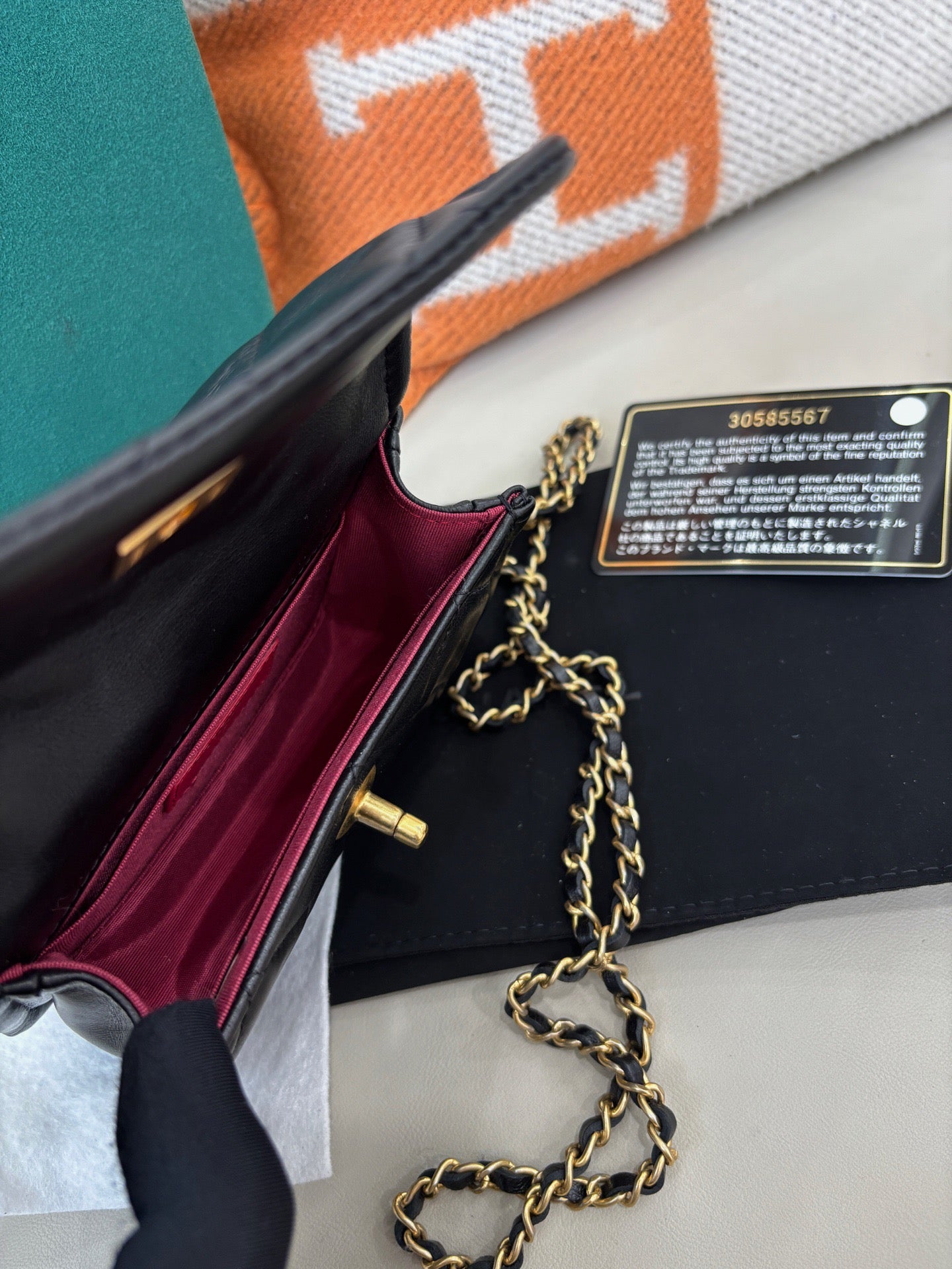 Chanel Button Mini Flap — Black & Gold