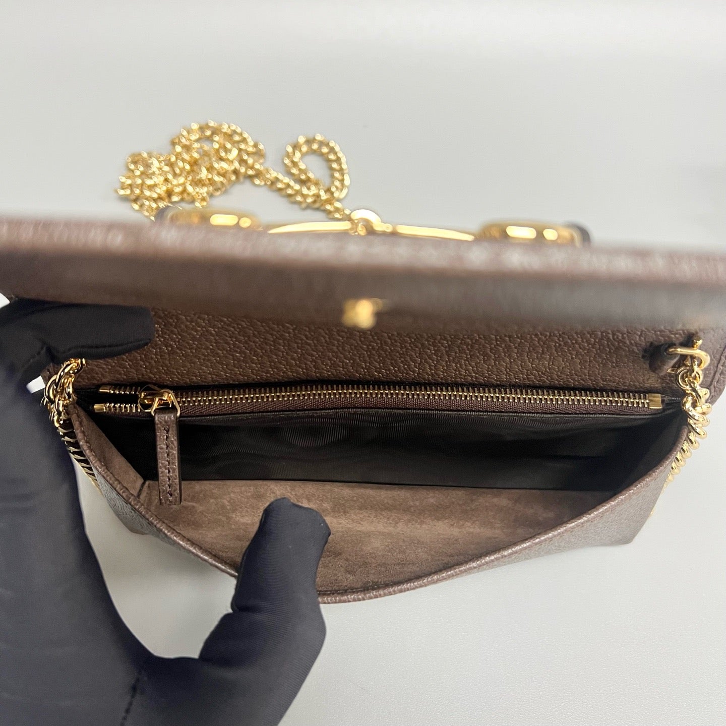 Gucci 1955 Embroidered Canvas Chain Wallet