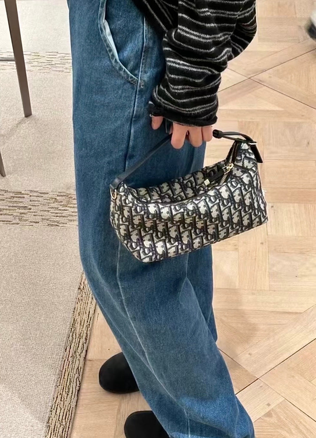 Dior Embroidered Oblique Hobo Box Bag