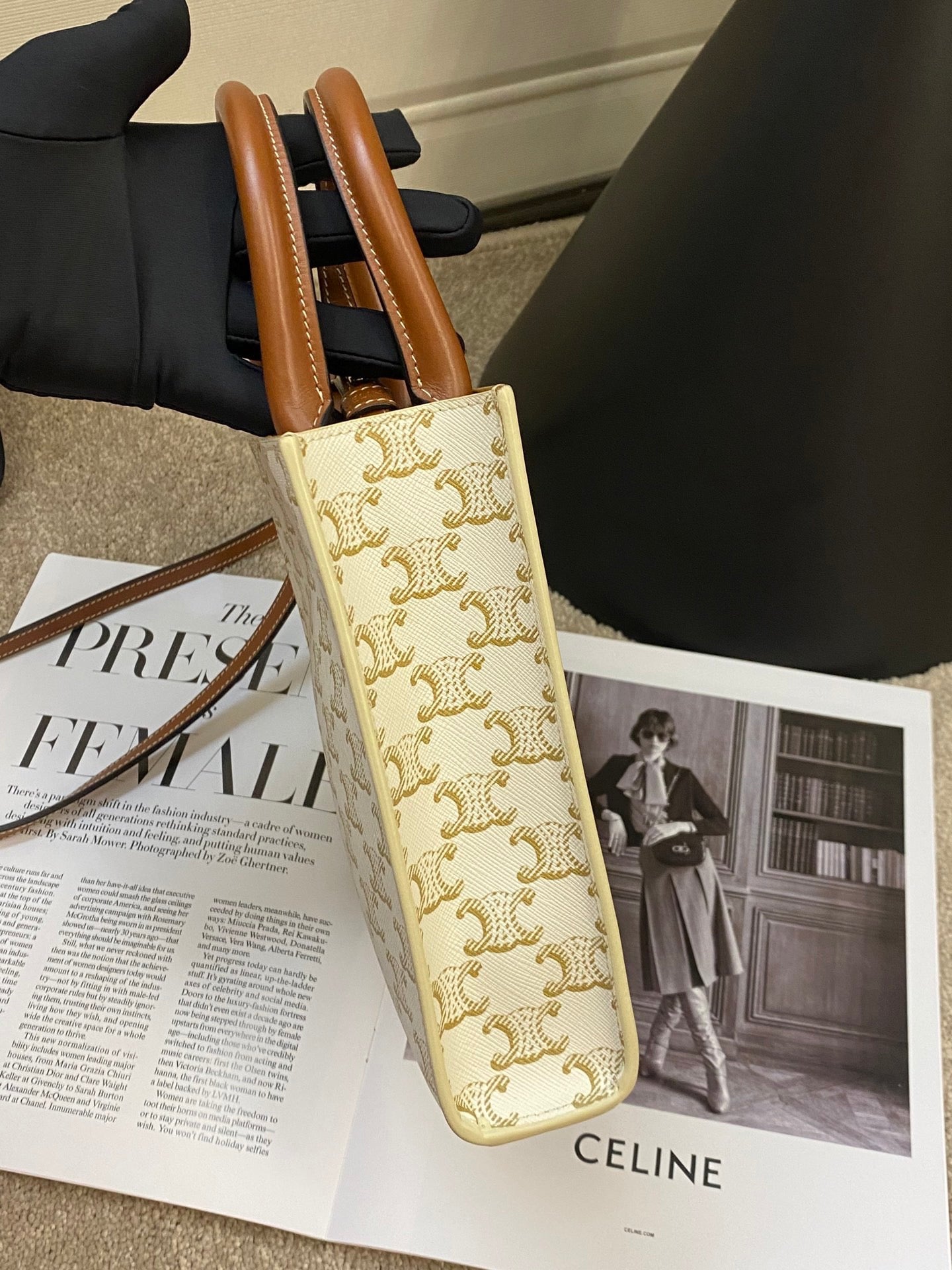 Celine Triomphe White Canvas Crossbody Bag