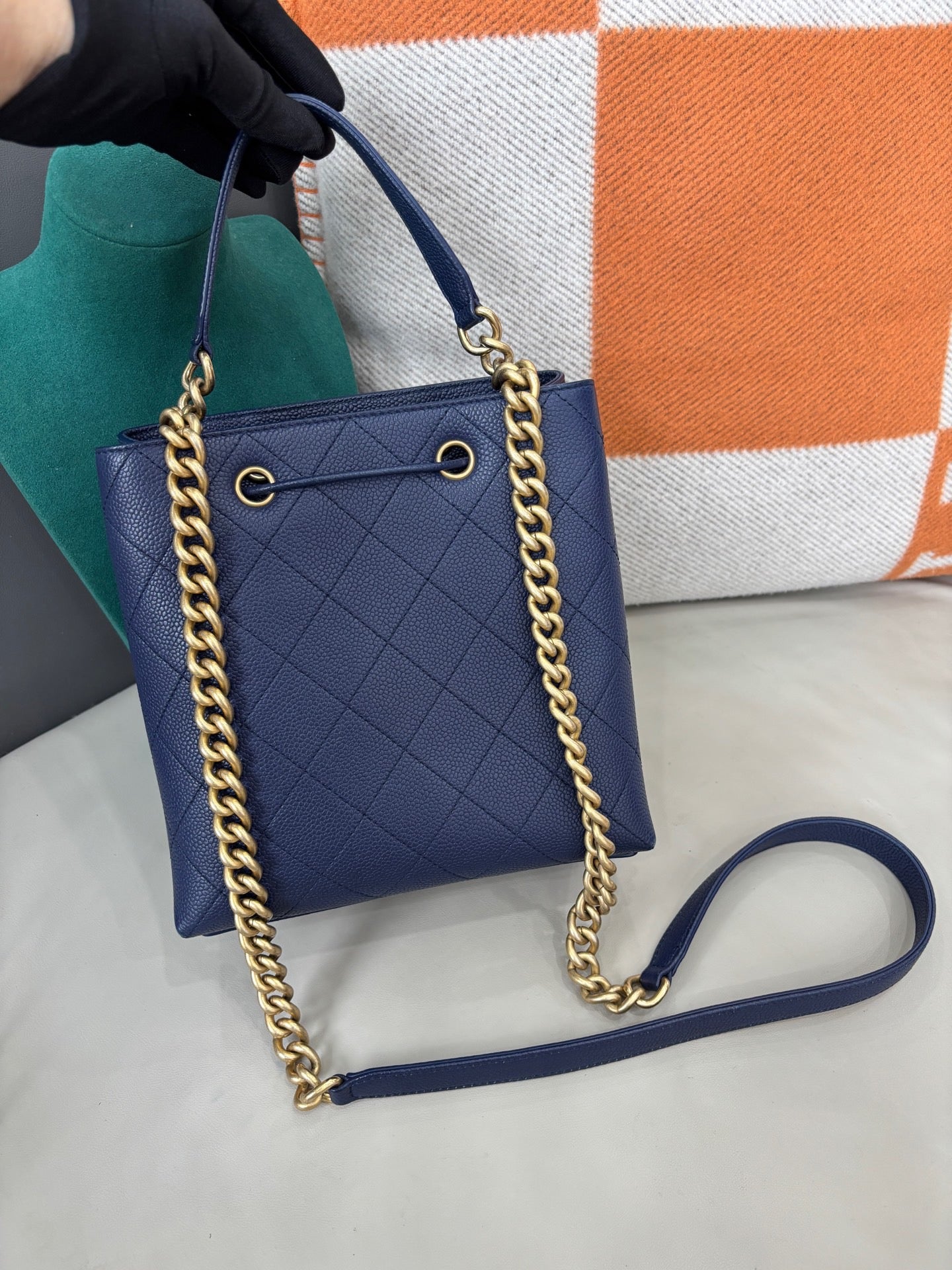 Chanel Drawstring Bucket Bag — Deep Blue