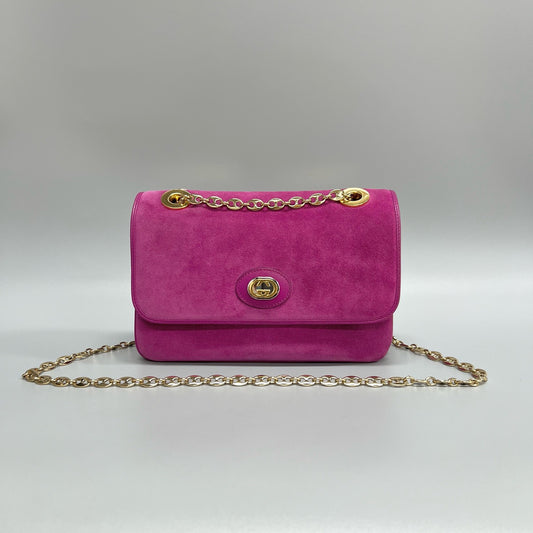 Gucci Suede & Leather Messenger Chain Bag
