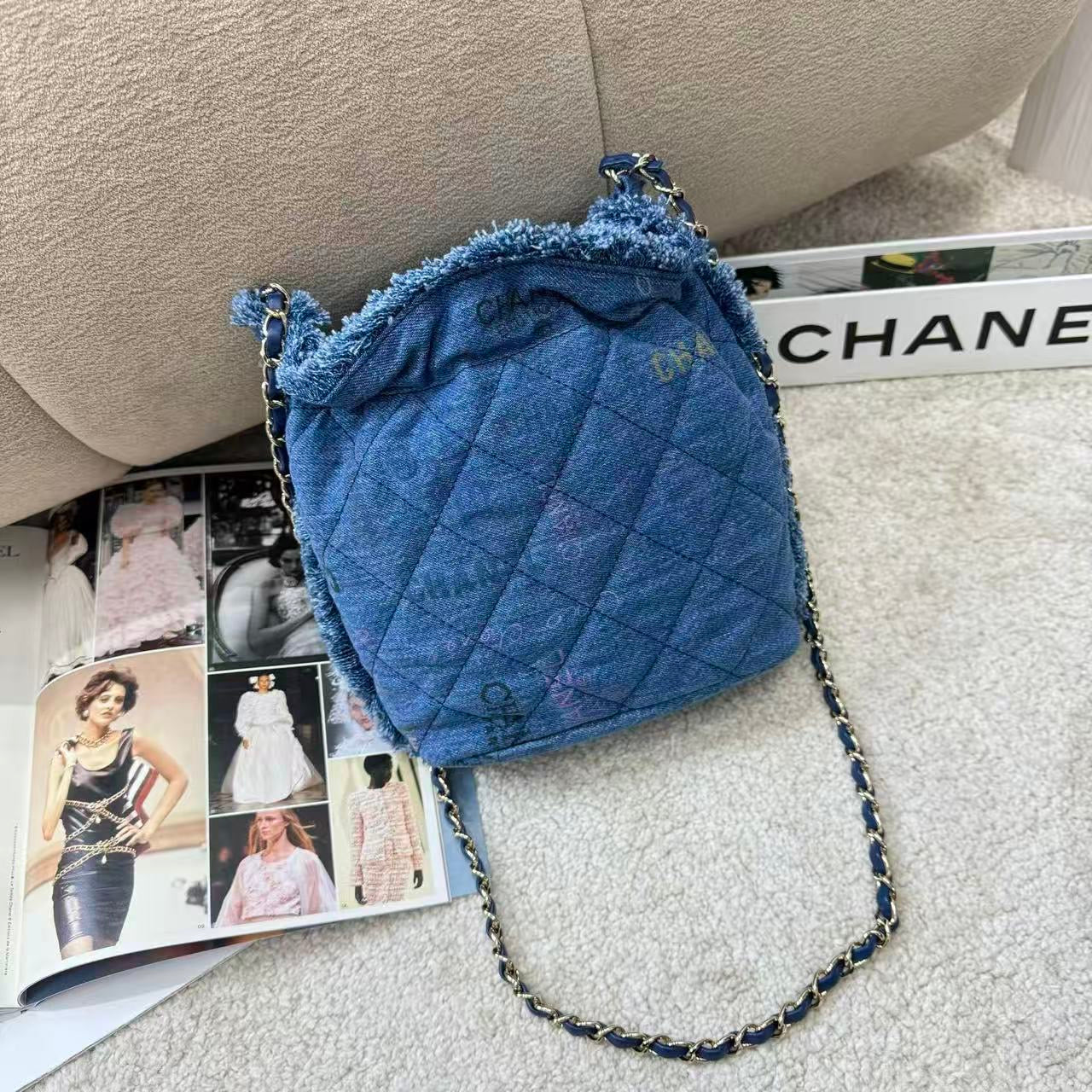Chanel Denim Graffiti Bucket Bag