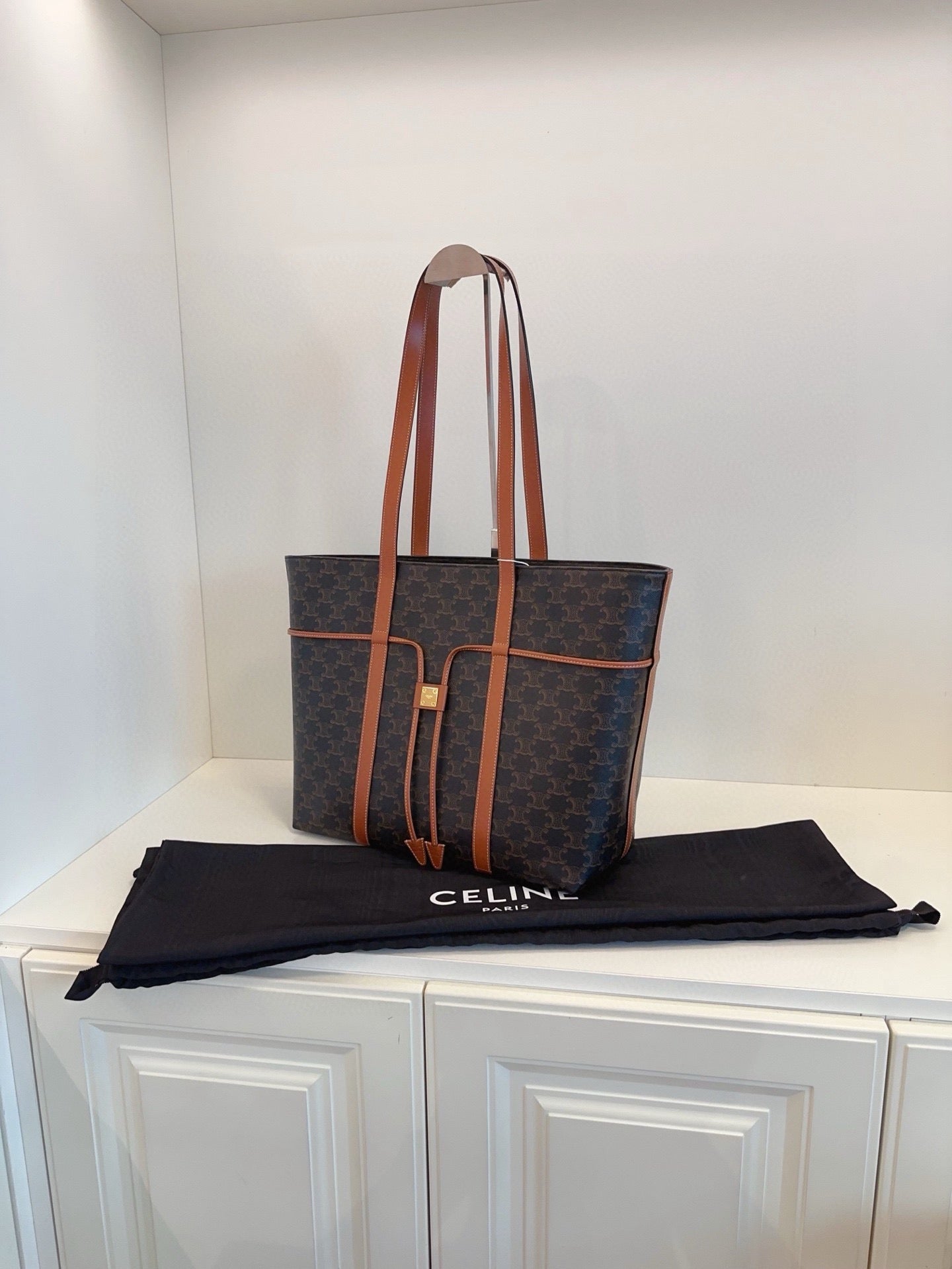 Celine Triomphe Caramel Cabas Tote Bag