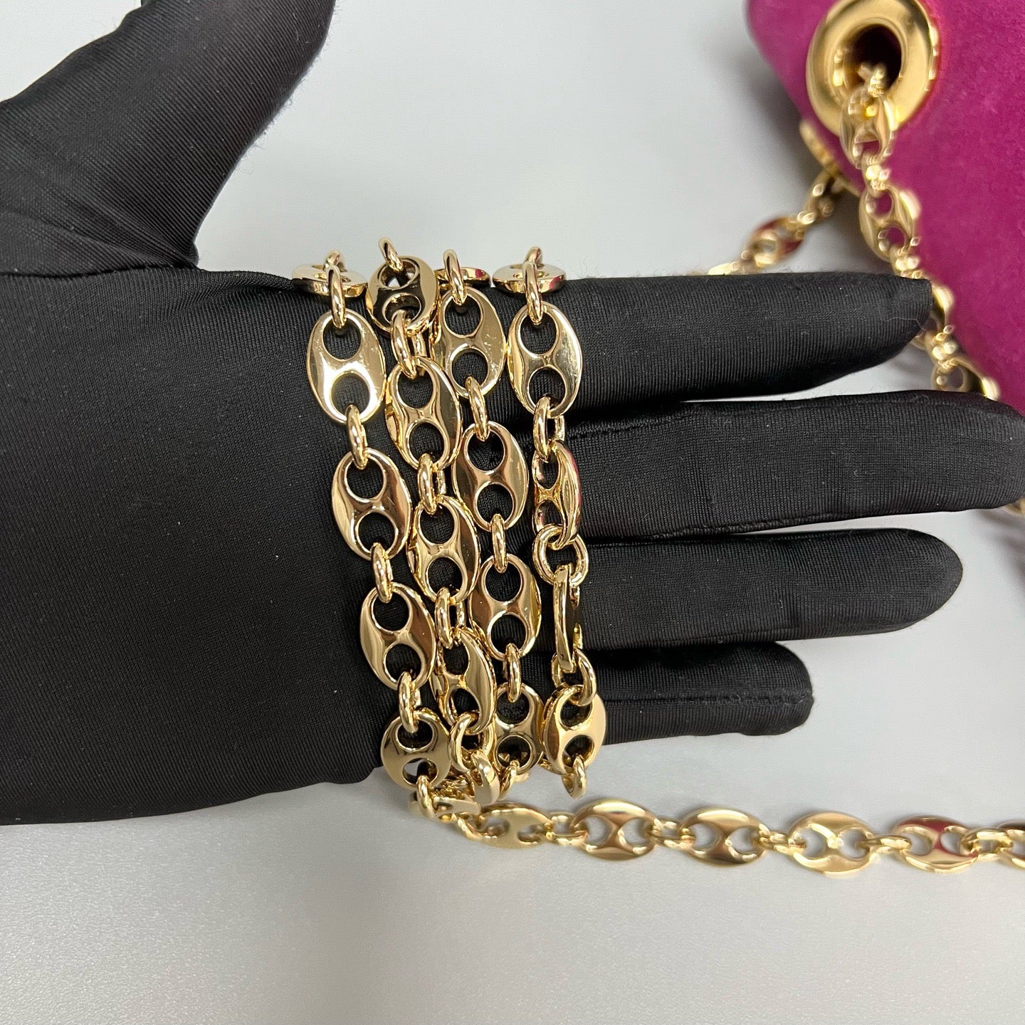 Gucci Suede & Leather Messenger Chain Bag