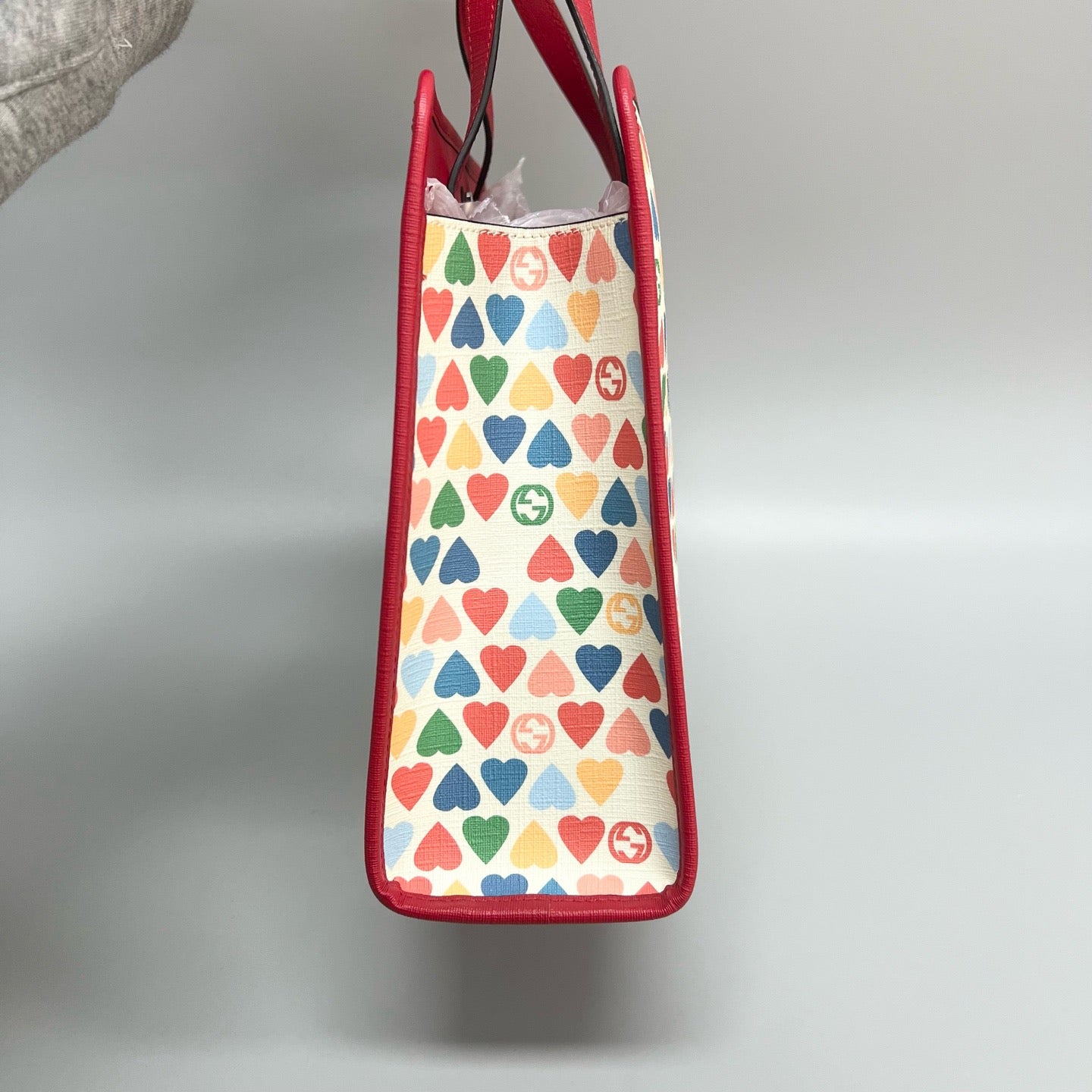 GUCCI Colorful Heart Print Tote Bag