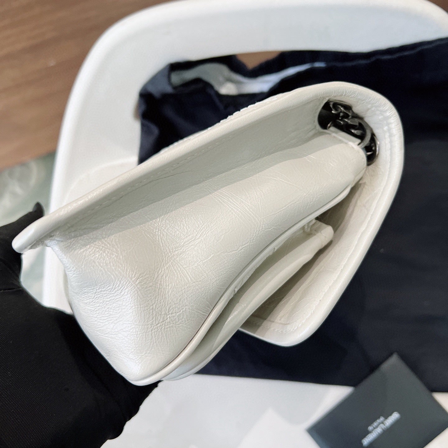 Saint Laurent Niki Small Chain Bag in White