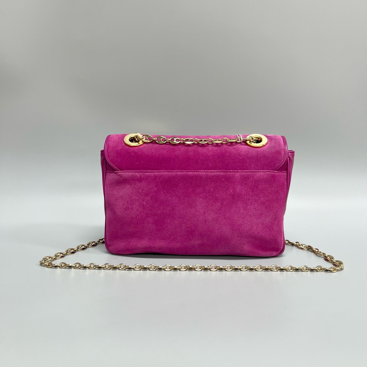 Gucci Suede & Leather Messenger Chain Bag