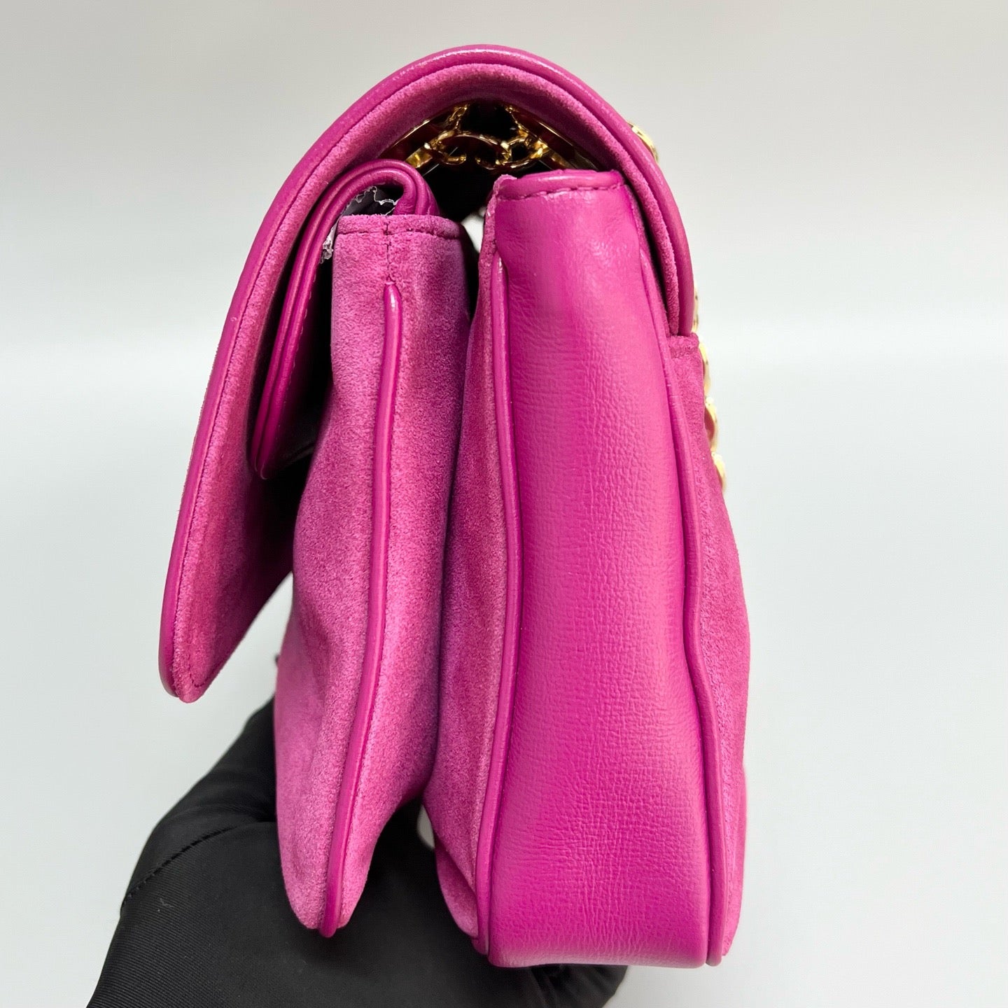 Gucci Suede & Leather Messenger Chain Bag