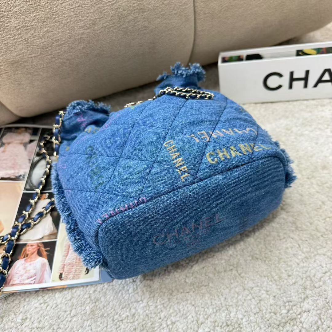 Chanel Denim Graffiti Bucket Bag