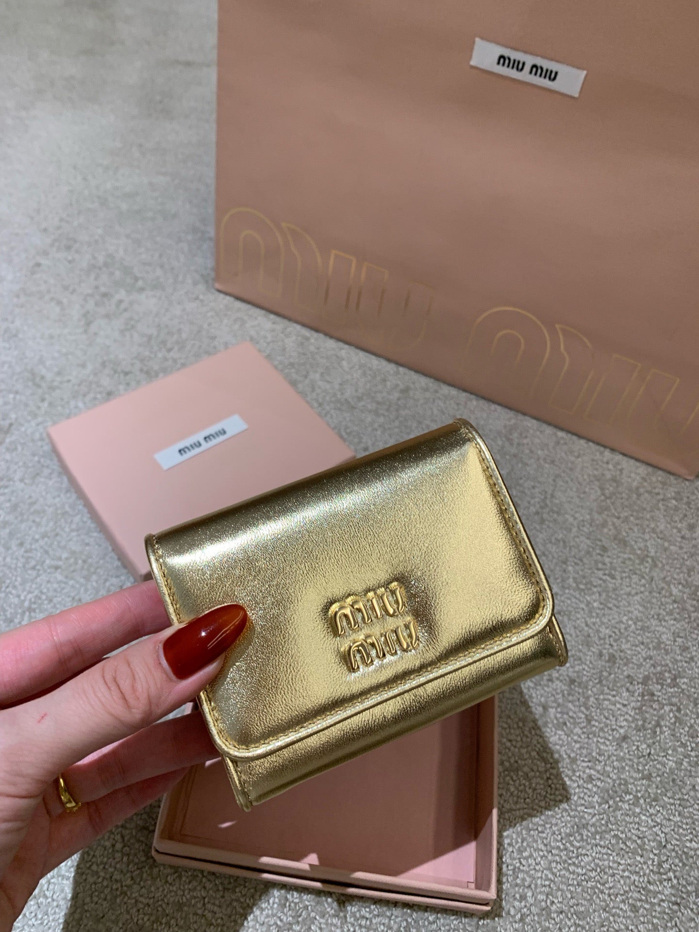 Miu Miu Gold Chain Cardholder Wallet