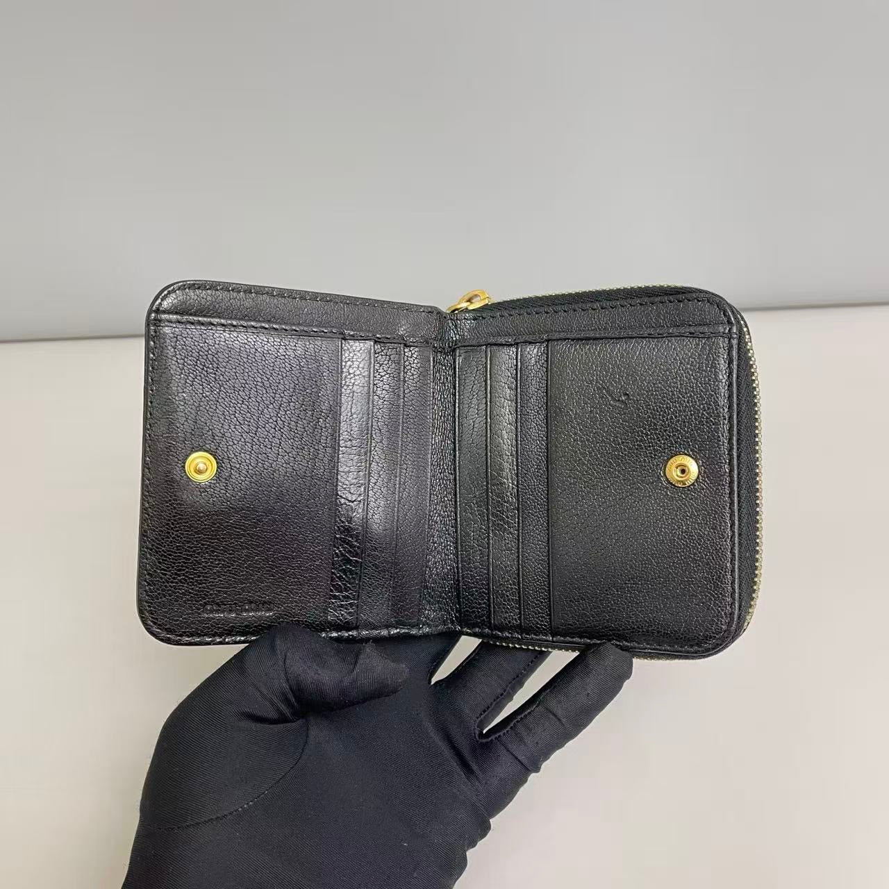 Miu Miu Black Studded Leather Short Wallet