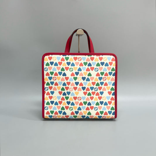 GUCCI Colorful Heart Print Tote Bag