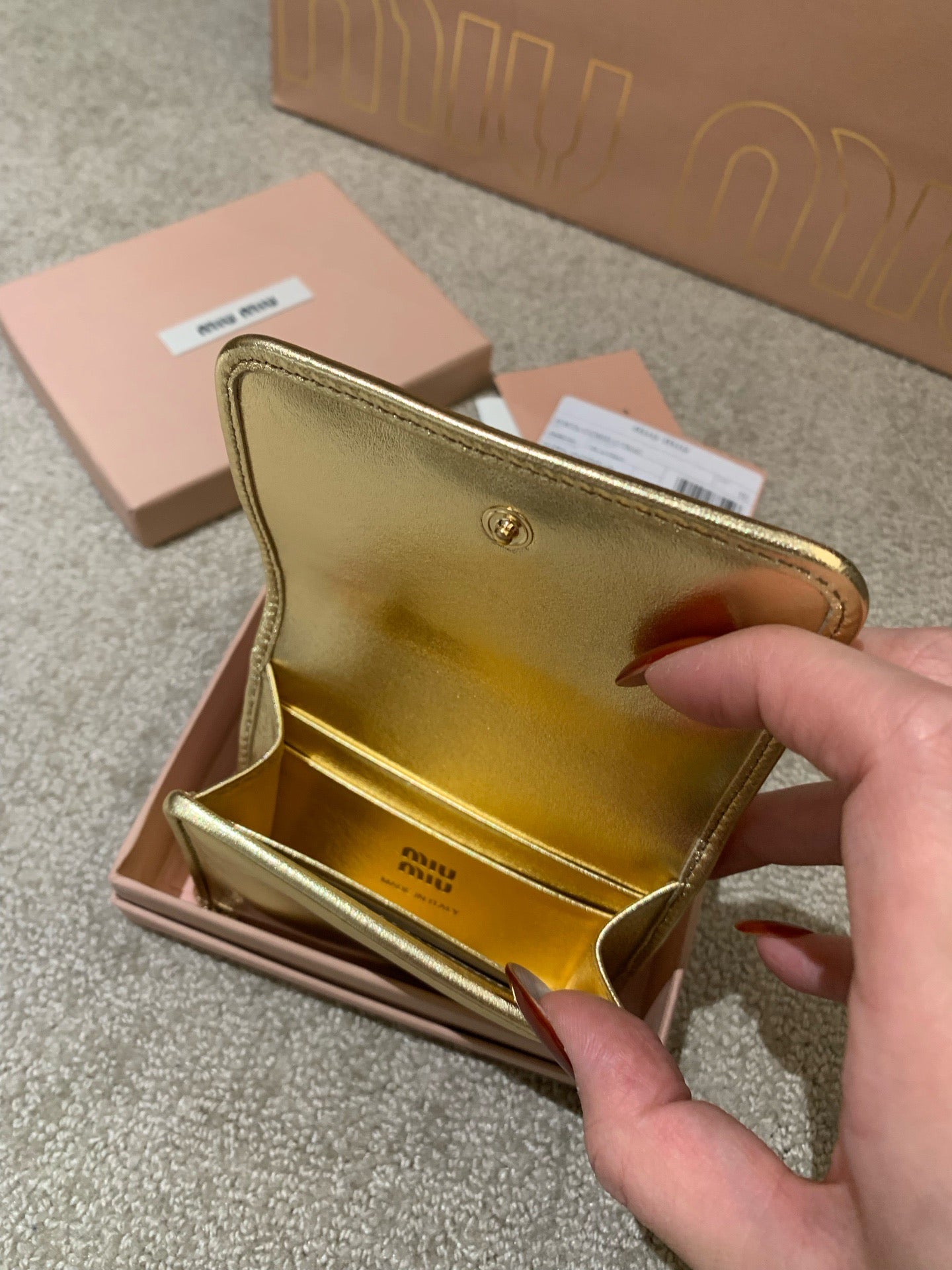 Miu Miu Gold Chain Cardholder Wallet