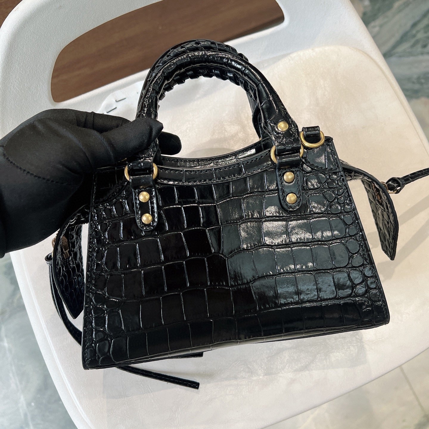 Balenciaga Neo Classic Mini Bag – Black Croc