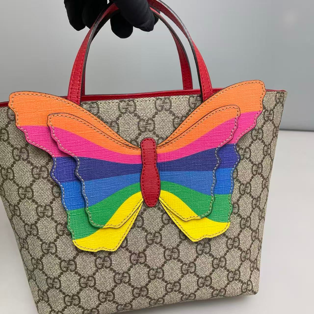 GUCCI Monogram Butterfly Print Tote Bag