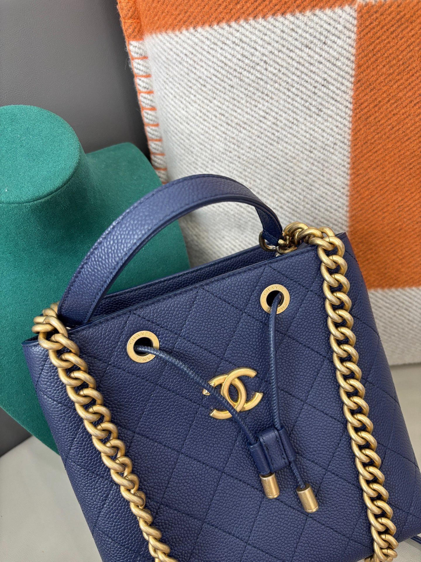 Chanel Drawstring Bucket Bag — Deep Blue