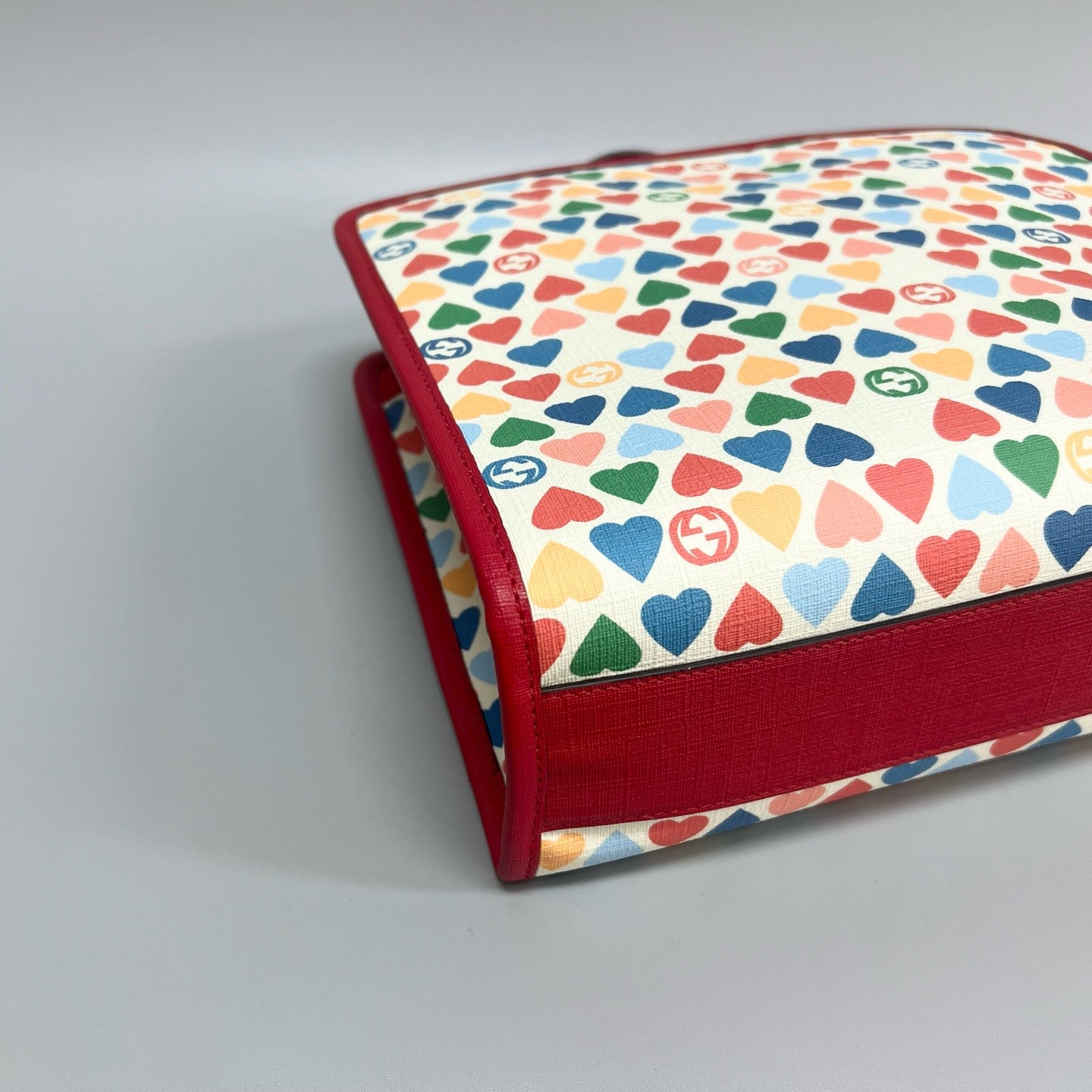 GUCCI Colorful Heart Print Tote Bag