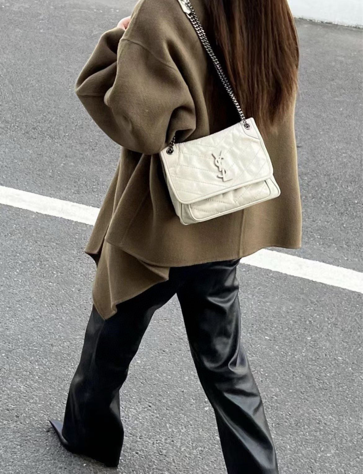 Saint Laurent Niki Small Chain Bag in White