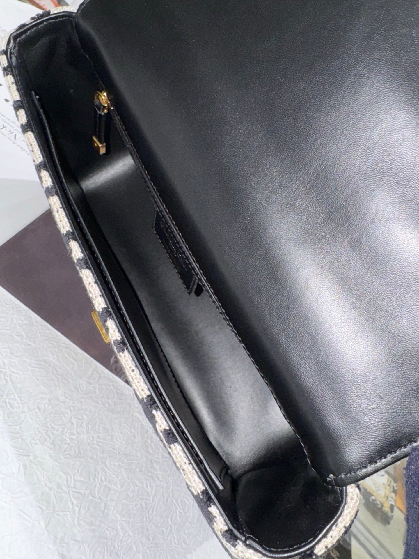 Dior Caro Houndstooth Shoulder Chain Bag