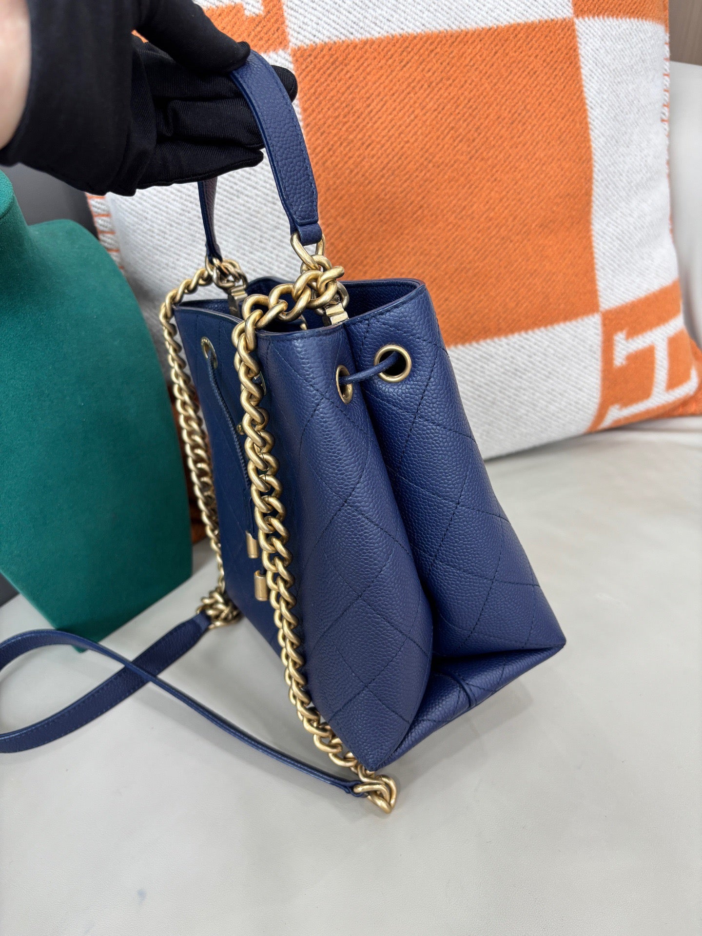 Chanel Drawstring Bucket Bag — Deep Blue