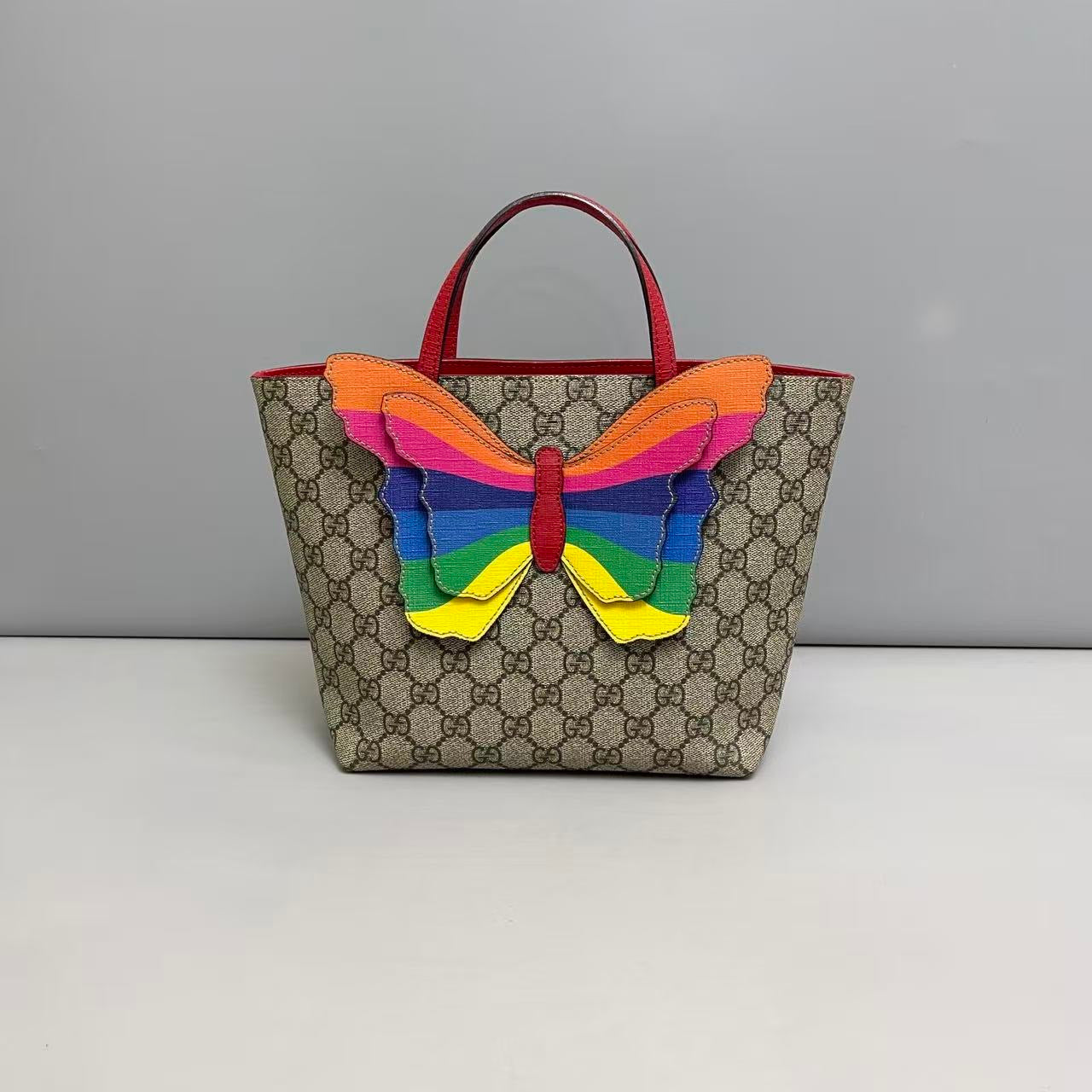 GUCCI Monogram Butterfly Print Tote Bag