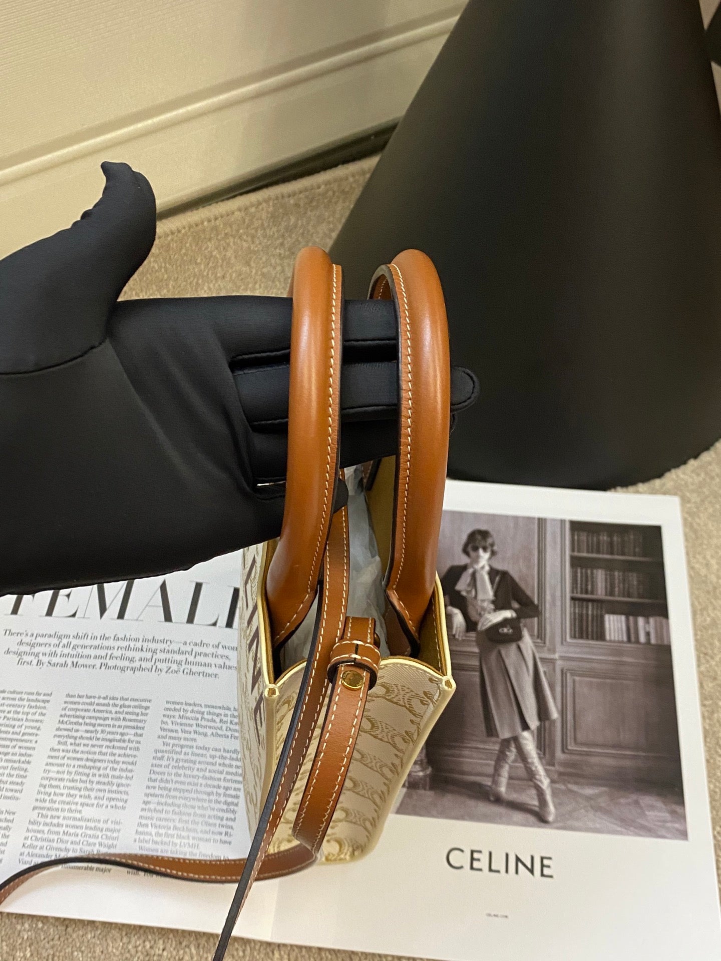 Celine Triomphe White Canvas Crossbody Bag