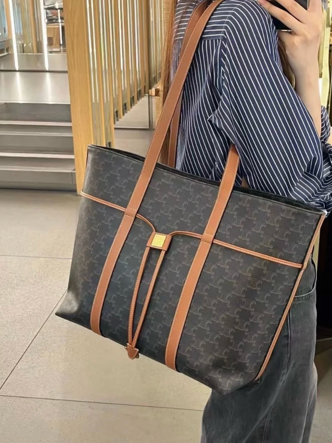 Celine Triomphe Caramel Cabas Tote Bag