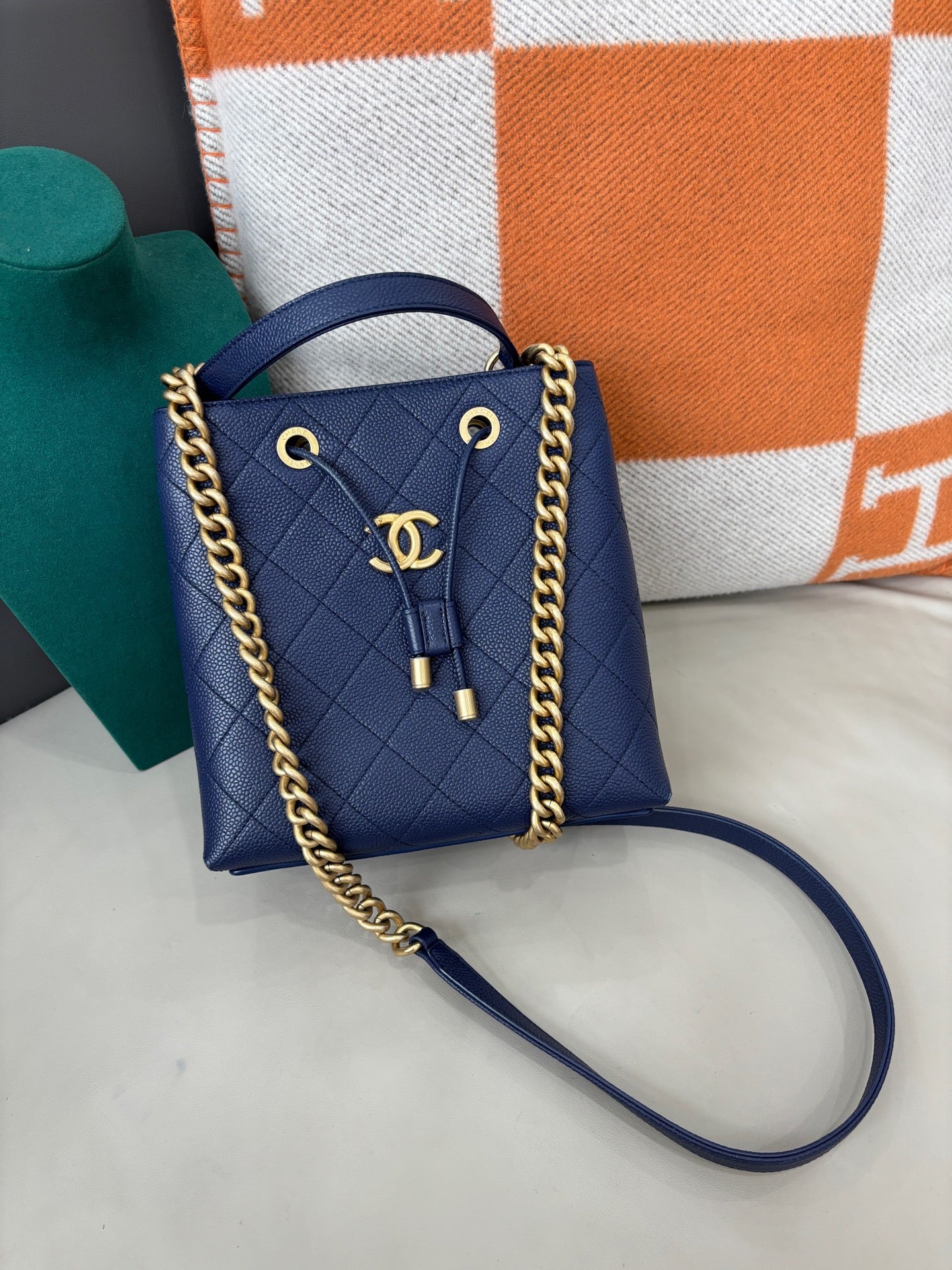 Chanel Drawstring Bucket Bag — Deep Blue