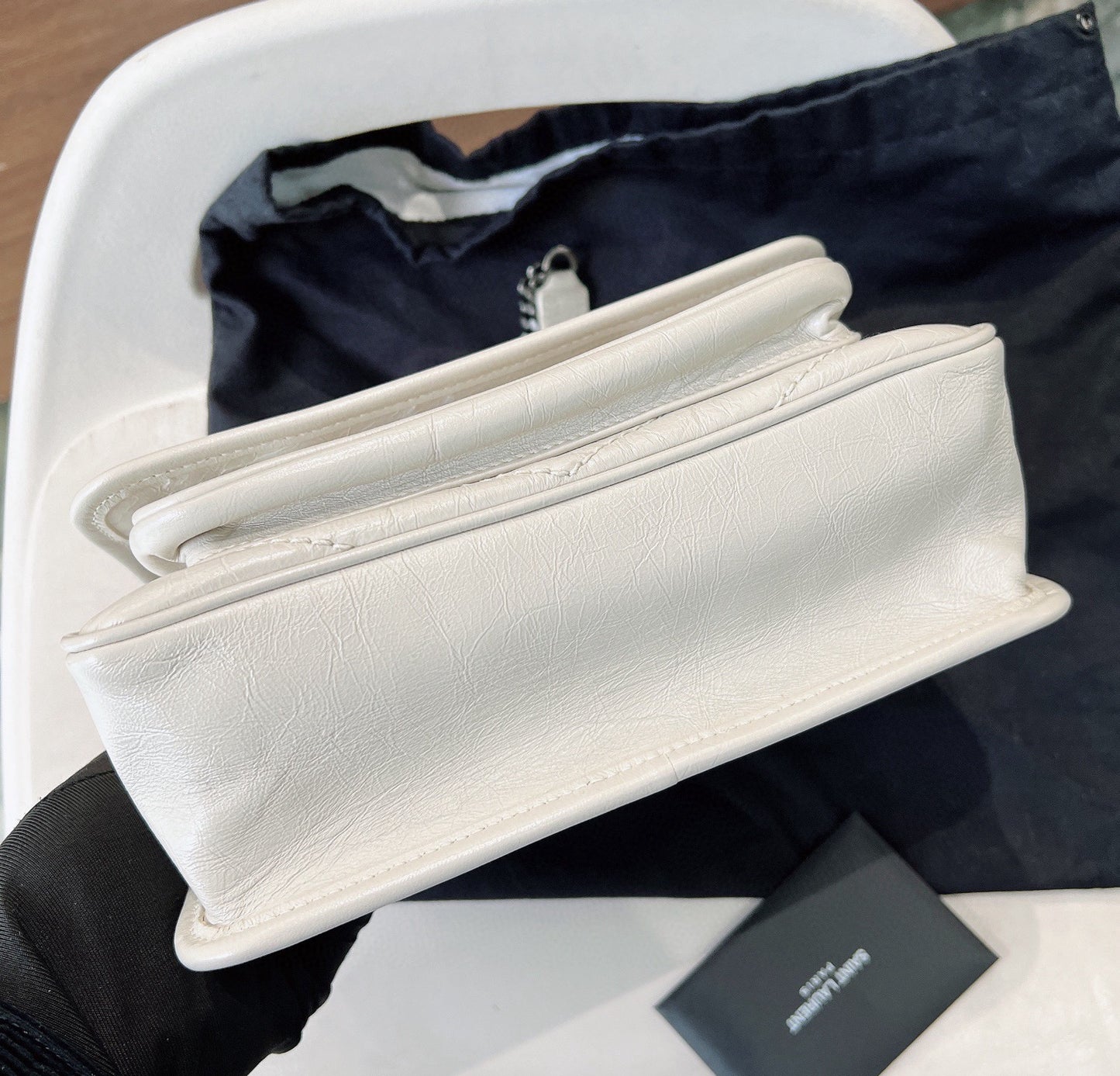 Saint Laurent Niki Small Chain Bag in White