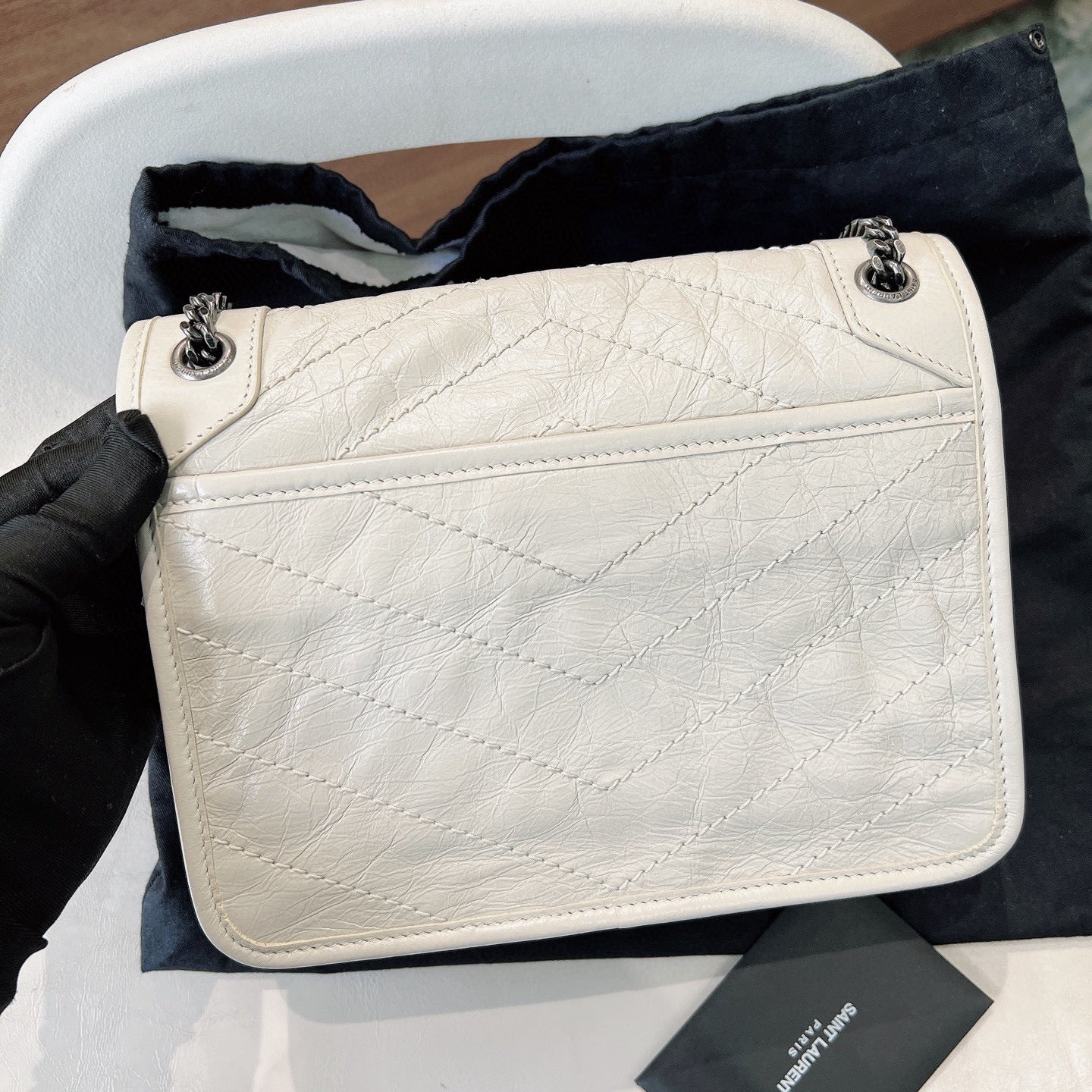 Saint Laurent Niki Small Chain Bag in White