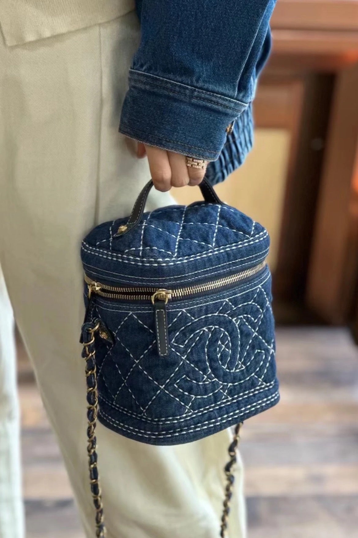 Chanel Limited Edition Denim Bucket Bag