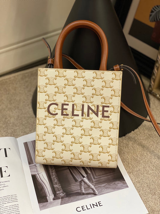 Celine Triomphe White Canvas Crossbody Bag
