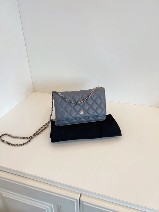 Chanel Grey Caviar Leather WOC Wallet on Chain