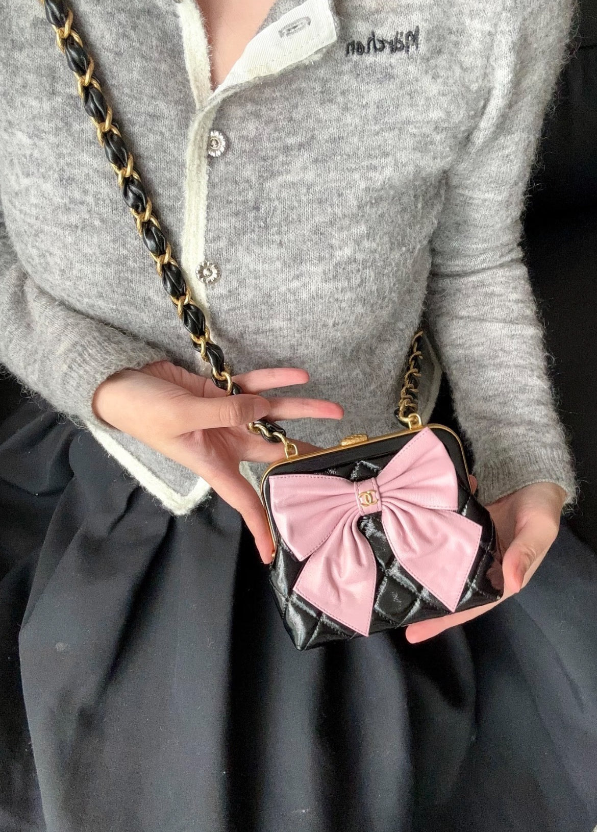 Chanel 24A Pink Bow Evening Bag