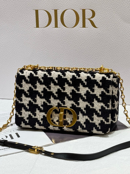 Dior Caro Houndstooth Shoulder Chain Bag