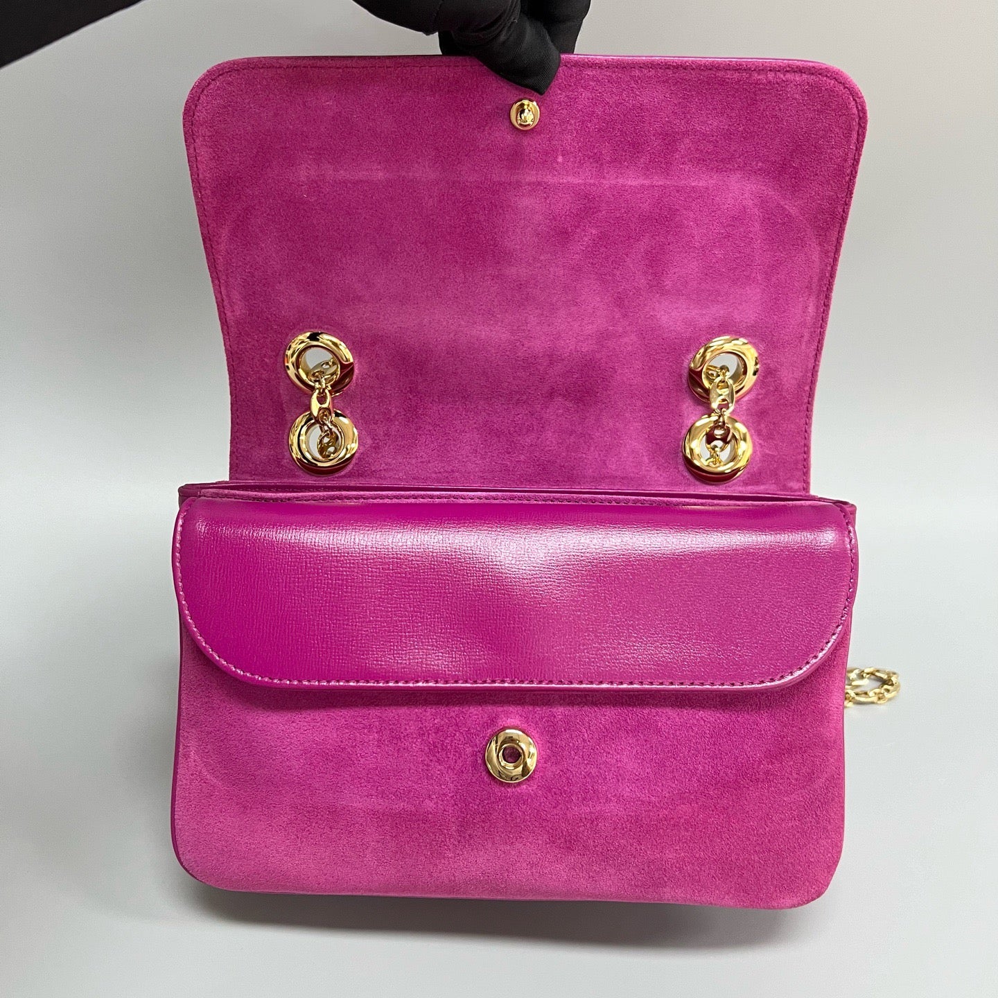 Gucci Suede & Leather Messenger Chain Bag