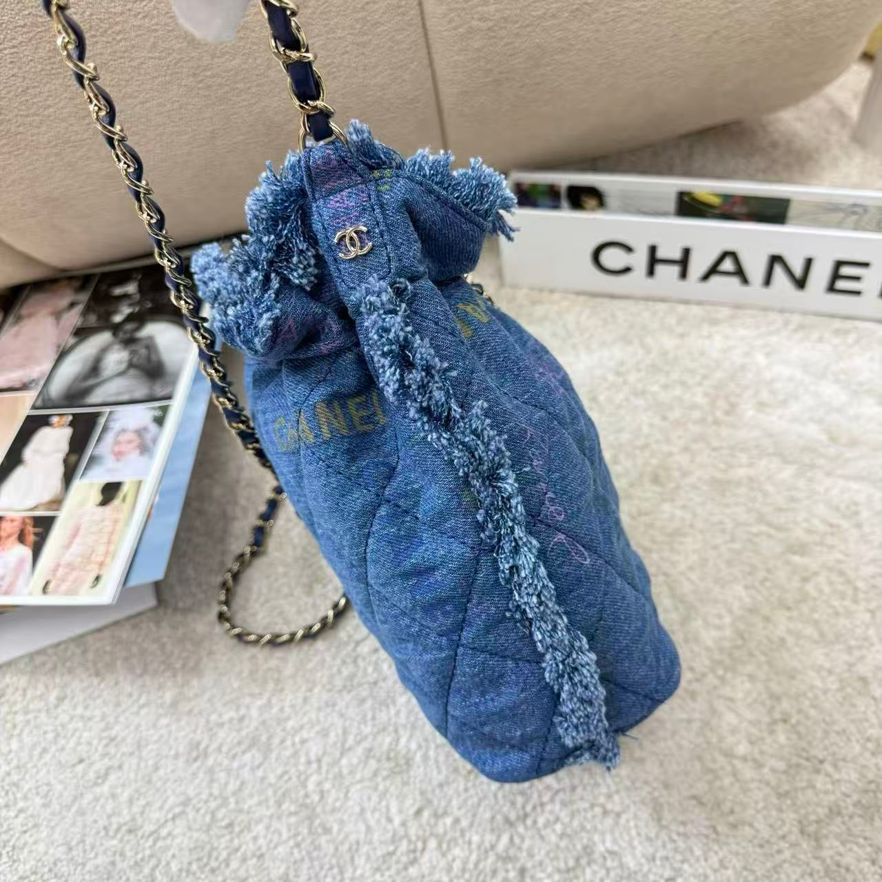 Chanel Denim Graffiti Bucket Bag