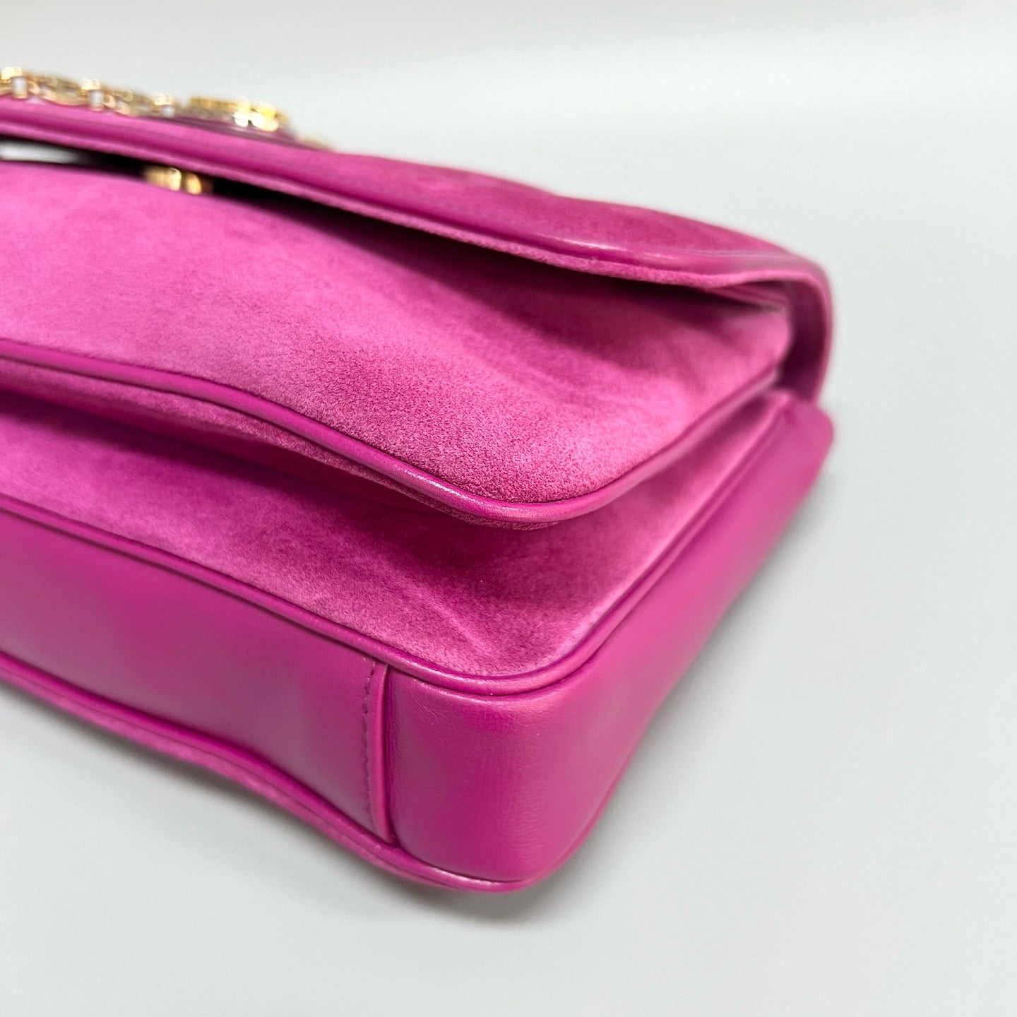 Gucci Suede & Leather Messenger Chain Bag