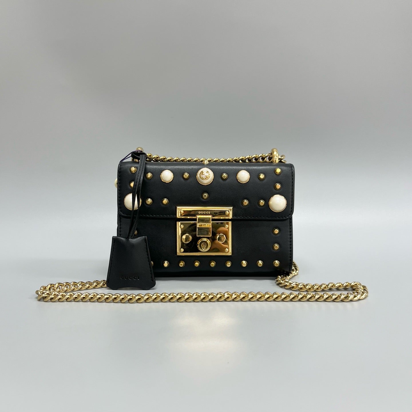 Gucci Padlock Moon Box – Black with Pearl Studs
