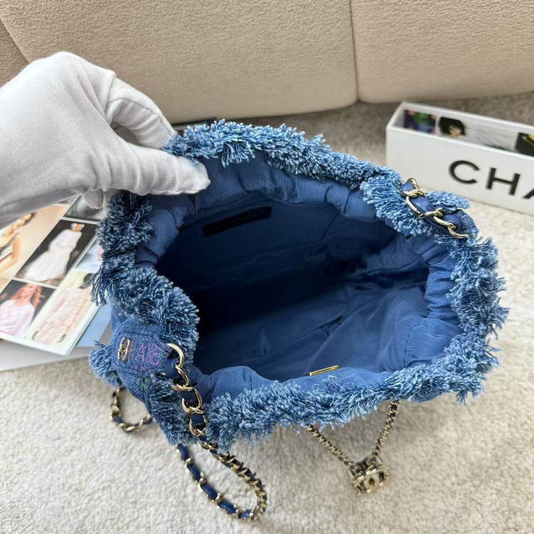 Chanel Denim Graffiti Bucket Bag