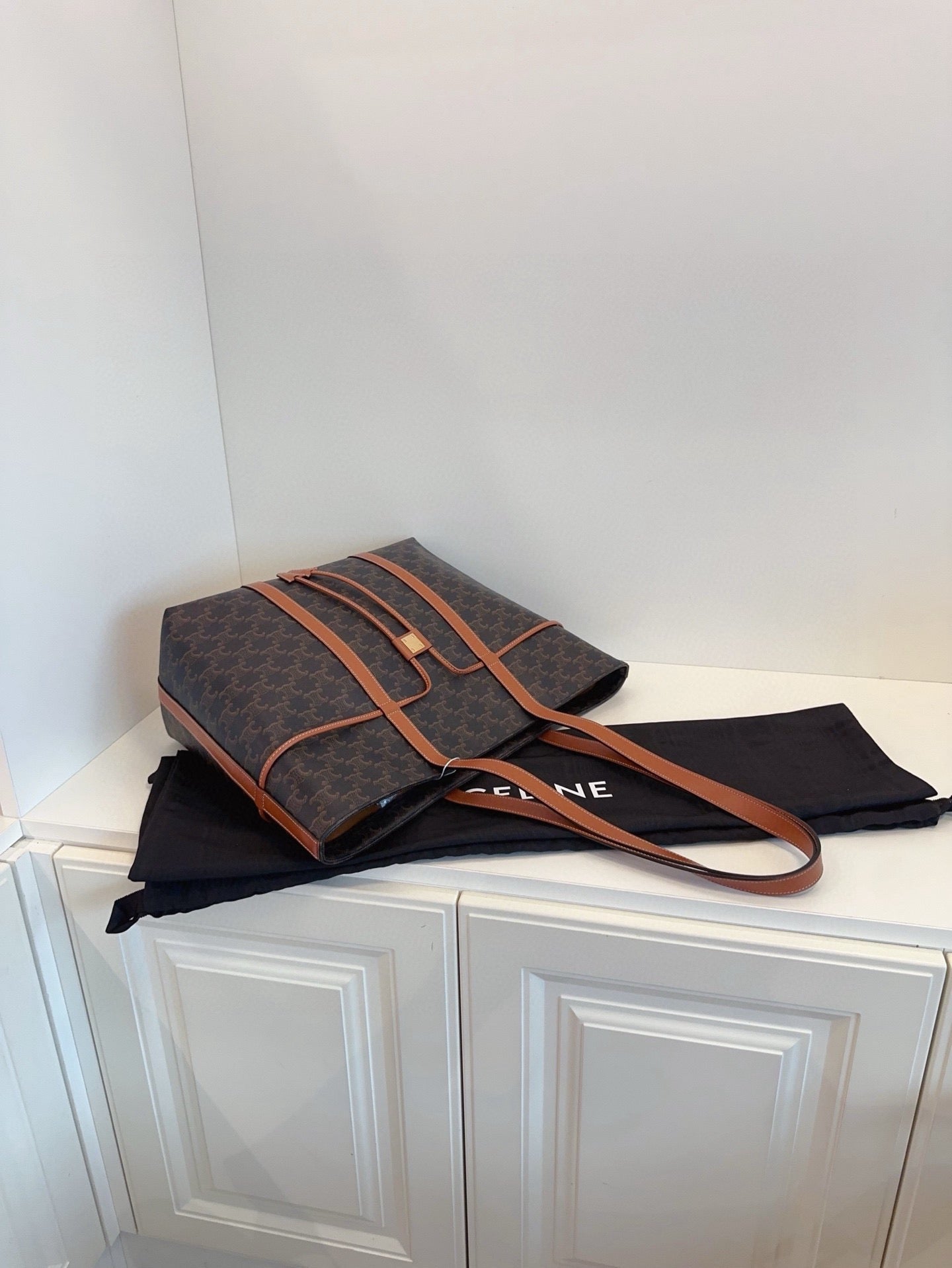 Celine Triomphe Caramel Cabas Tote Bag