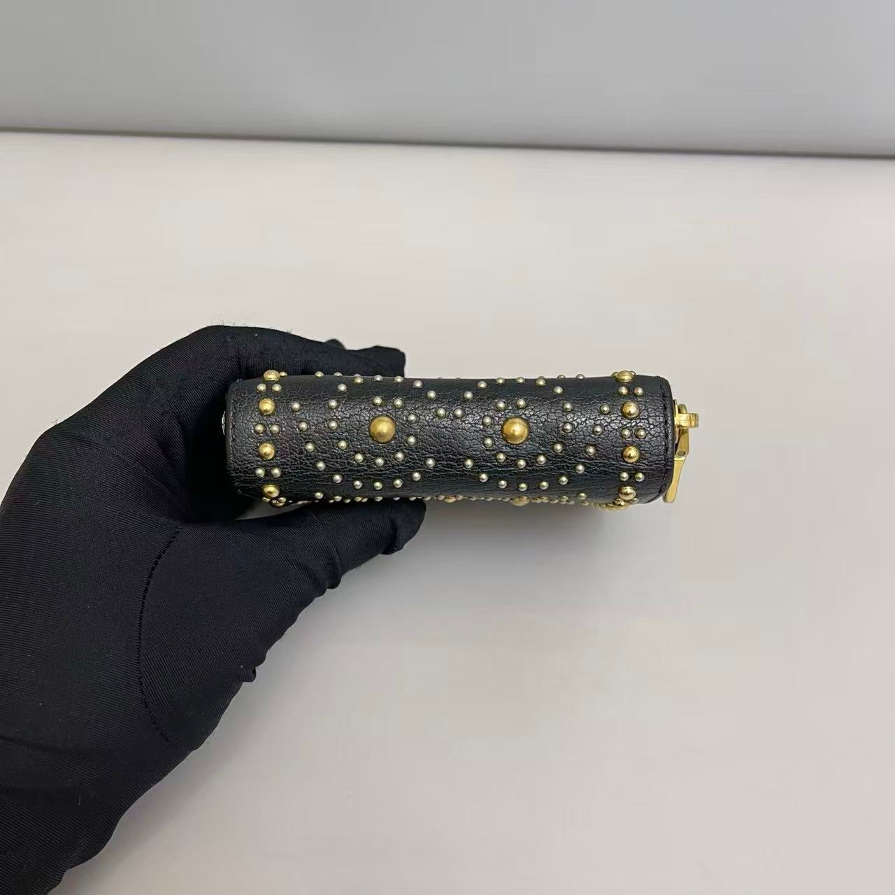 Miu Miu Black Studded Leather Short Wallet