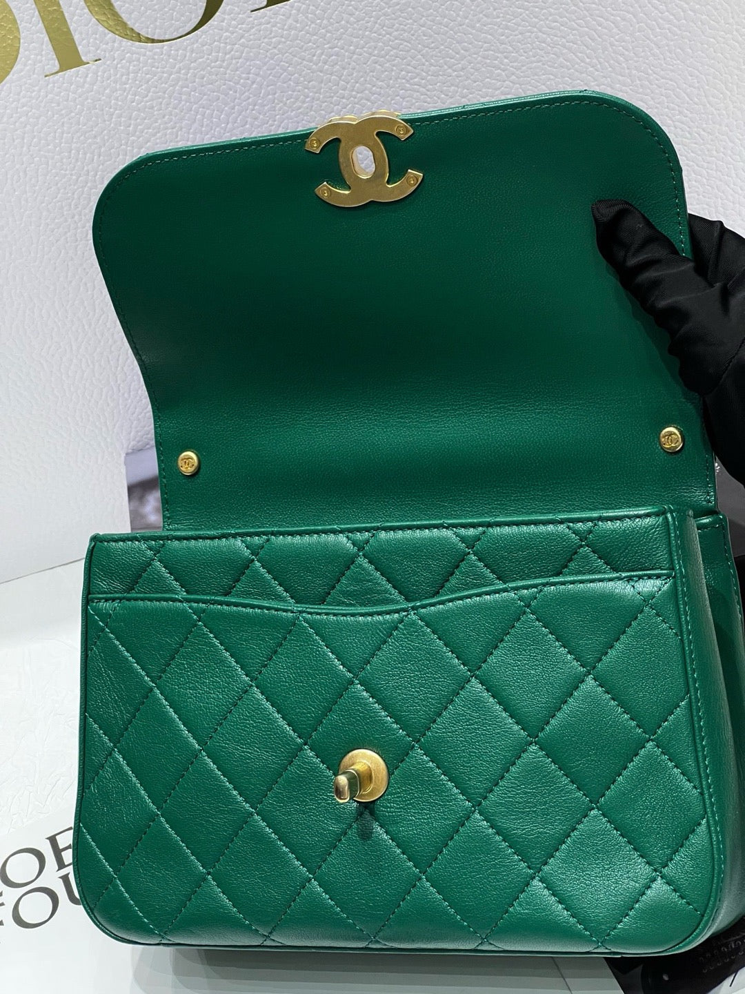 Chanel 19 Bag – Green Handle Postman Style