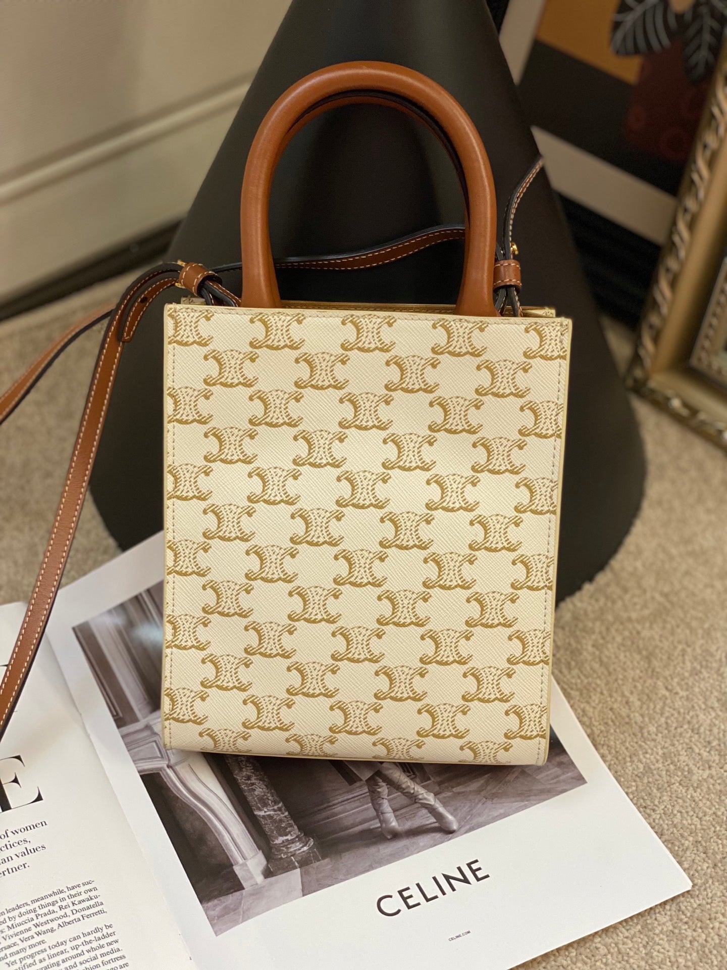 Celine Triomphe White Canvas Crossbody Bag