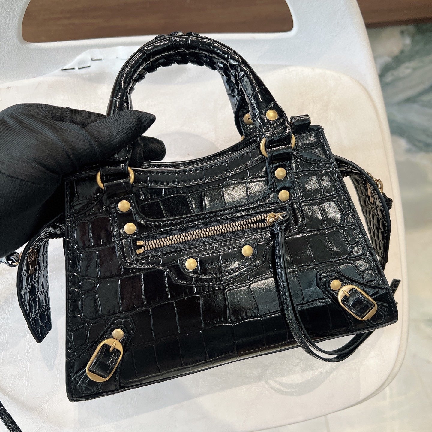 Balenciaga Neo Classic Mini Bag – Black Croc