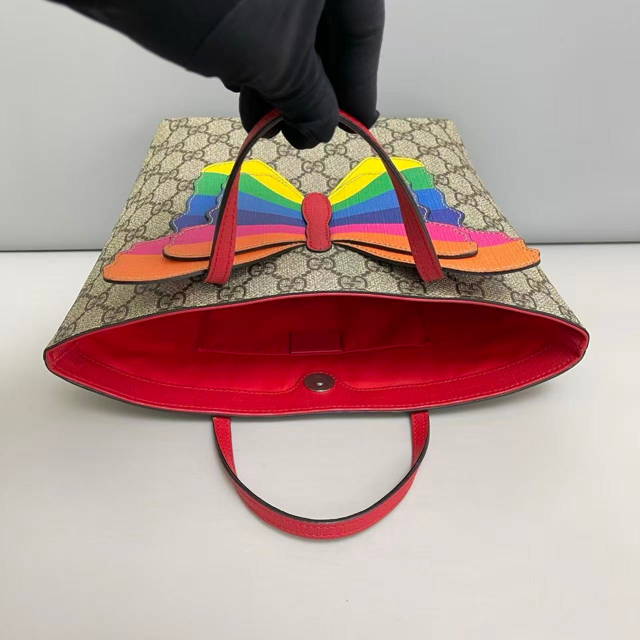 GUCCI Monogram Butterfly Print Tote Bag
