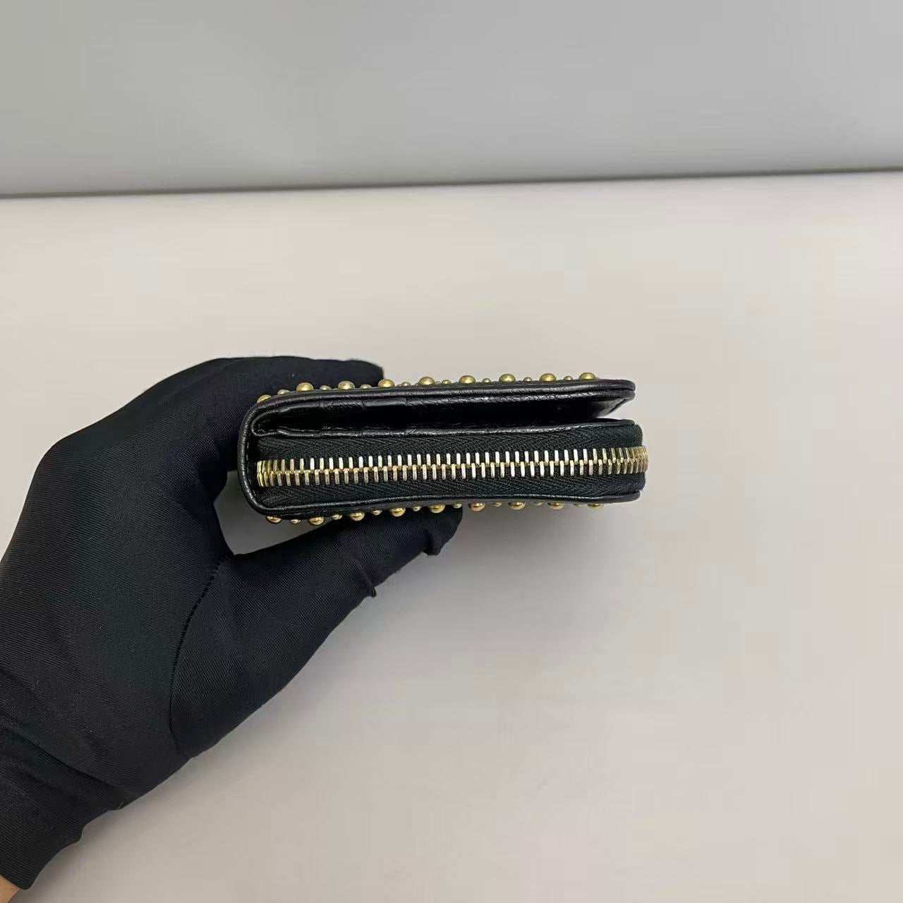 Miu Miu Black Studded Leather Short Wallet